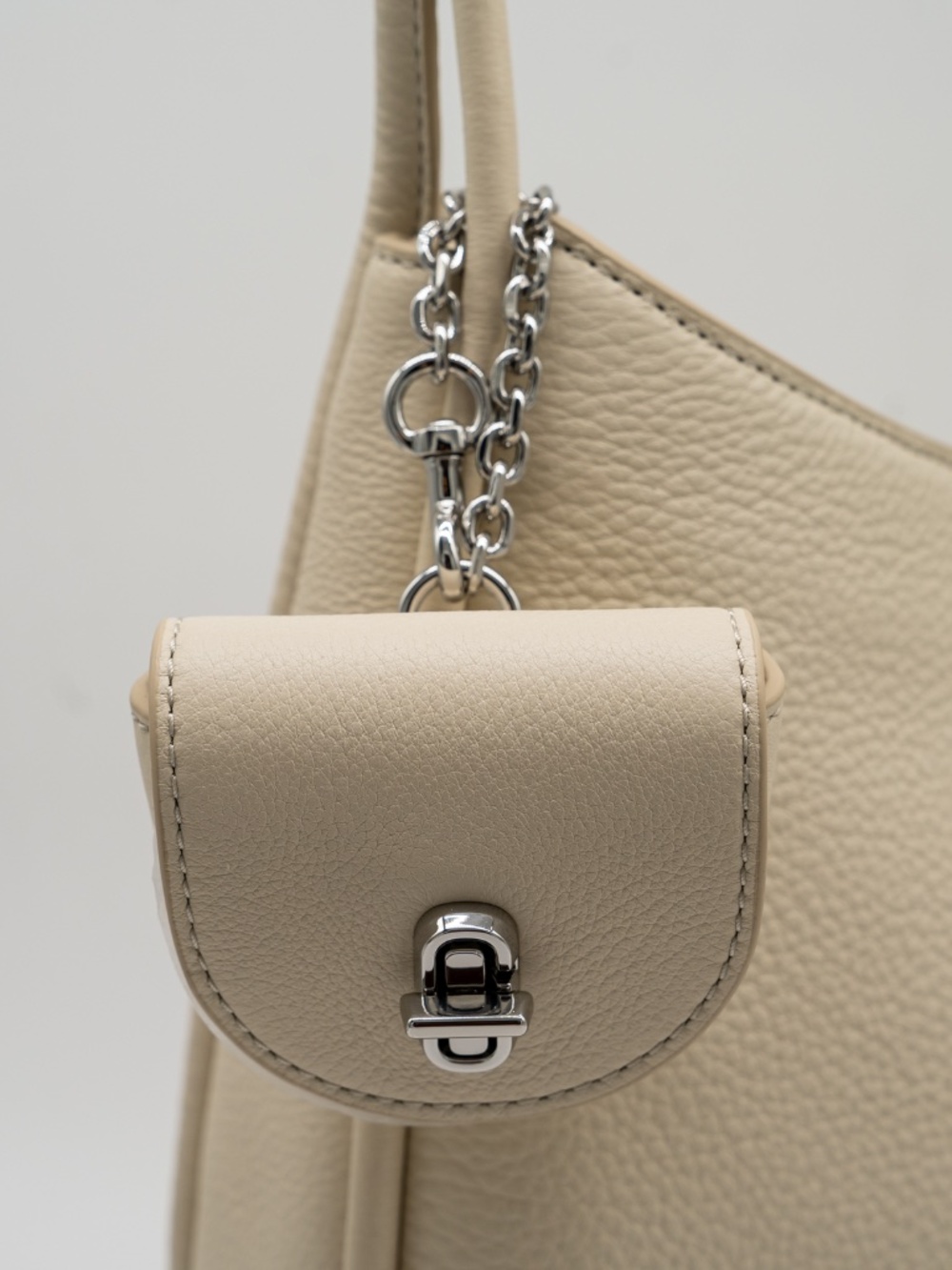 Marc Jacobs Leather Crescent Dual Hobo Large Shoulder Bag Cloud White - Picture 7 of 9
